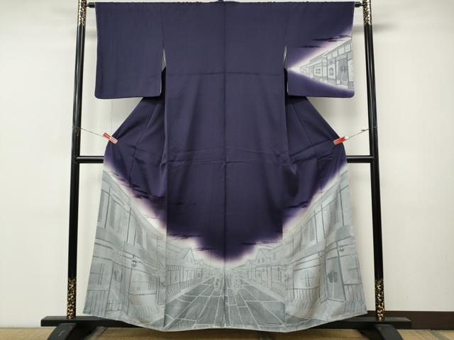 平和屋着物●訪問着　ビードロ　舞妓　風景文　暈し染め　正絹　逸品　未使用　CABM9380ut