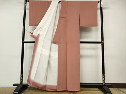 平和屋着物●銀座きしや　色無地　作家物　真赭色　正絹　逸品　CABM9389ut