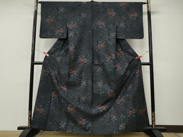 平和屋着物●本場大島紬　9マルキ　枝花文　正絹　逸品　CABM9393ut