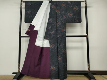 平和屋着物●本場大島紬　9マルキ　枝花文　正絹　逸品　CABM9393ut