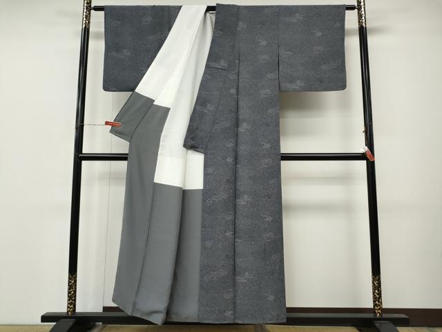 平和屋着物●江戸小紋　風景草花文　正絹　逸品　CABM9399ut