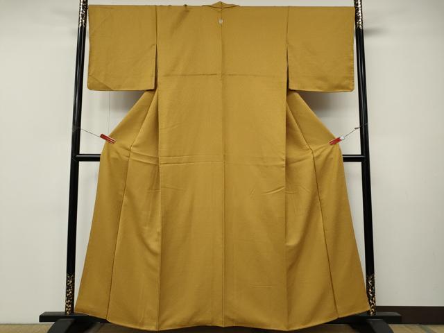 平和屋着物●上質な色無地　舞葉地紋　黃朽葉色　正絹　逸品　CABM9400ut