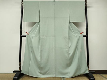 平和屋着物●上質な色無地　作家物　白緑色　正絹　逸品　CABM9404ut
