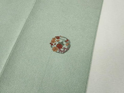 平和屋着物●上質な色無地　作家物　白緑色　正絹　逸品　CABM9404ut