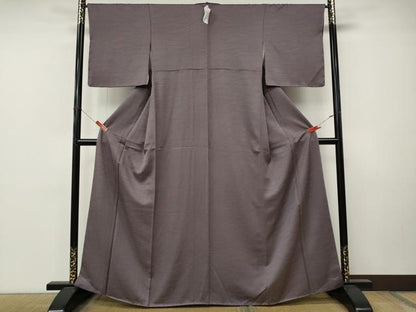 平和屋着物●上質な色無地　露芝地紋　鳩羽色　正絹　逸品　未使用　CABM9405ut