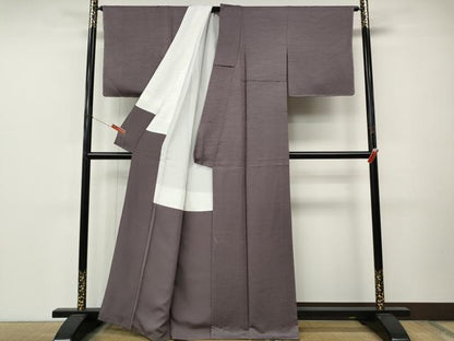 平和屋着物●上質な色無地　露芝地紋　鳩羽色　正絹　逸品　未使用　CABM9405ut
