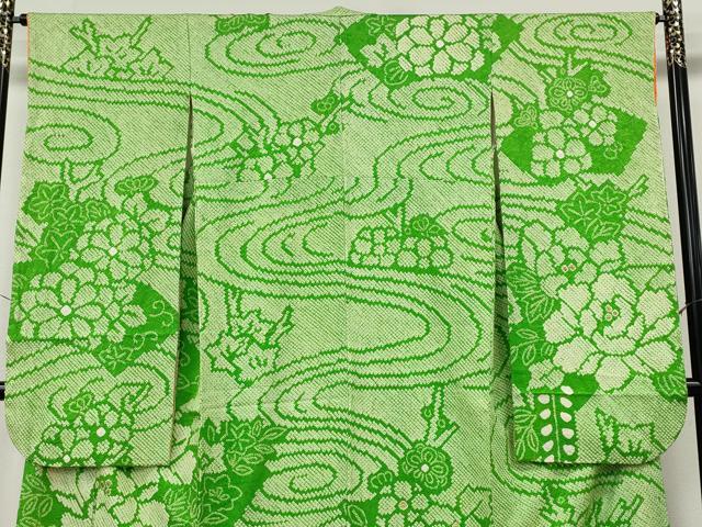 平和屋着物●豪華振袖　総絞り　流水花文　金彩　正絹　逸品　CABM9407ut