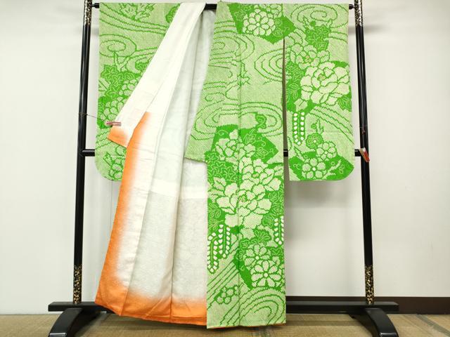 平和屋着物●豪華振袖　総絞り　流水花文　金彩　正絹　逸品　CABM9407ut
