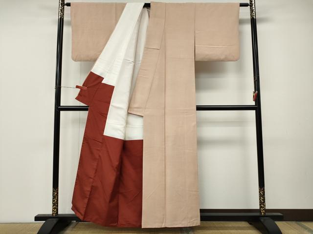 平和屋着物●結城紬　色無地　洗柿色　正絹　逸品　CABM9411ut