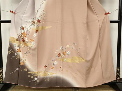 平和屋着物●訪問着　枝花文　暈し染め　金彩　正絹　逸品　CABM9413ut