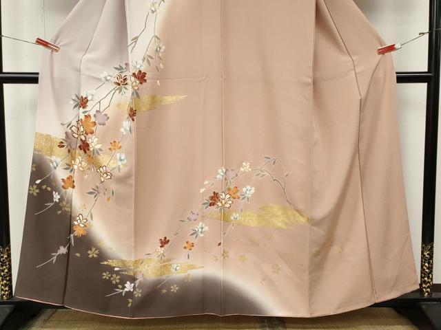 平和屋着物●訪問着　枝花文　暈し染め　金彩　正絹　逸品　CABM9413ut