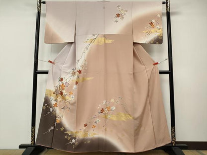 平和屋着物●訪問着　枝花文　暈し染め　金彩　正絹　逸品　CABM9413ut