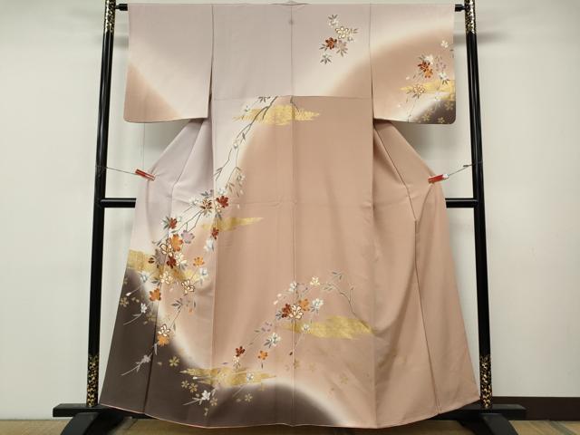 平和屋着物●訪問着　枝花文　暈し染め　金彩　正絹　逸品　CABM9413ut