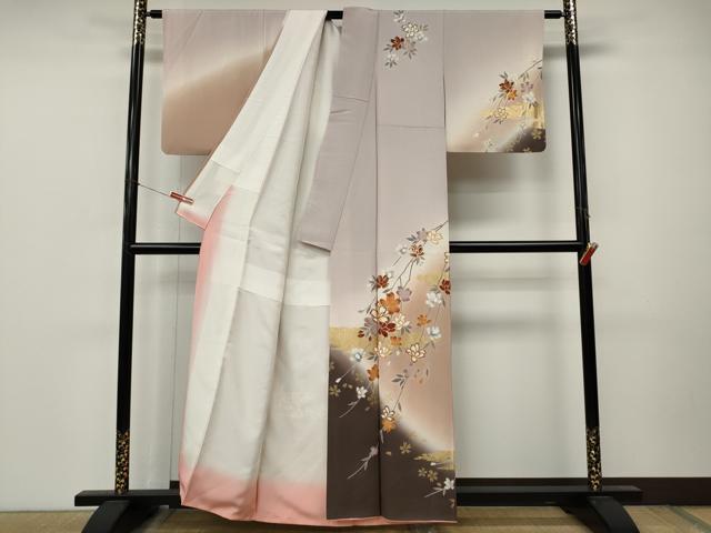 平和屋着物●訪問着　枝花文　暈し染め　金彩　正絹　逸品　CABM9413ut