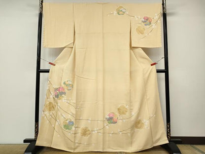 平和屋着物●訪問着　絞り　枝花文　金彩　正絹　逸品　CABM9414ut