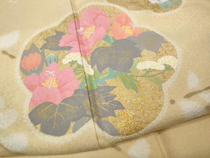 平和屋着物●訪問着　絞り　枝花文　金彩　正絹　逸品　CABM9414ut