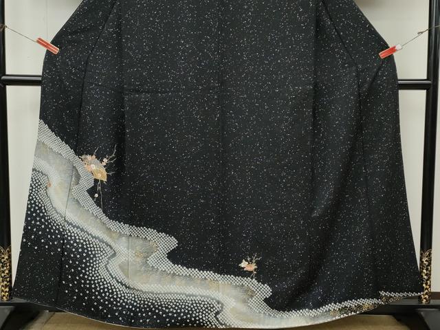 平和屋着物●訪問着　絞り　刺繍　流水地紙花文　暈し染め　金彩　正絹　逸品　CABM9415ut