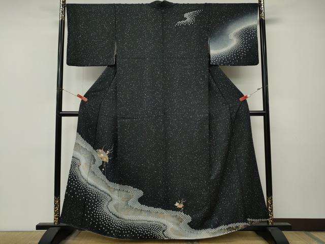 平和屋着物●訪問着　絞り　刺繍　流水地紙花文　暈し染め　金彩　正絹　逸品　CABM9415ut