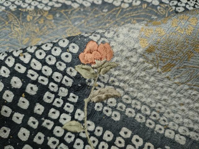 平和屋着物●訪問着　絞り　刺繍　流水地紙花文　暈し染め　金彩　正絹　逸品　CABM9415ut