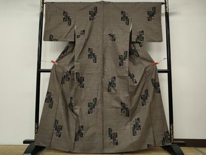 平和屋着物●本場大島紬　9マルキ　短冊花文　正絹　逸品　CABM9416ut