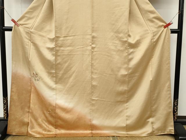 平和屋着物●訪問着　刺繍　草花文　暈し染め　金彩　ロング丈　正絹　逸品　CABM9417ut
