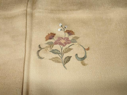 平和屋着物●訪問着　刺繍　草花文　暈し染め　金彩　ロング丈　正絹　逸品　CABM9417ut
