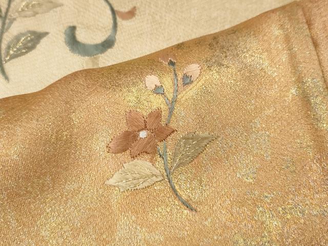 平和屋着物●訪問着　刺繍　草花文　暈し染め　金彩　ロング丈　正絹　逸品　CABM9417ut