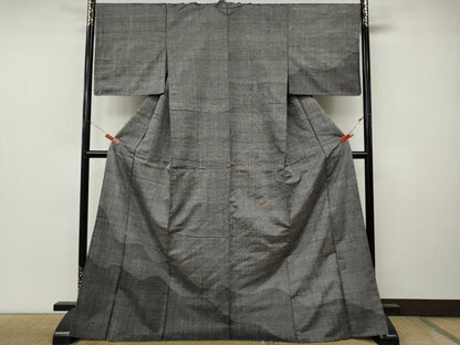 平和屋着物●訪問着　紬地　遠山文　ロング丈　正絹　逸品　CABM9418ut