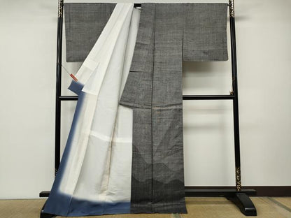 平和屋着物●訪問着　紬地　遠山文　ロング丈　正絹　逸品　CABM9418ut