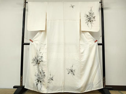 平和屋着物●訪問着　手描き　枝花文　正絹　逸品　CABM9429ut