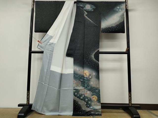 平和屋着物●訪問着　絞り　雪輪草花文　暈し染め　金彩　正絹　逸品　CABM9430ut