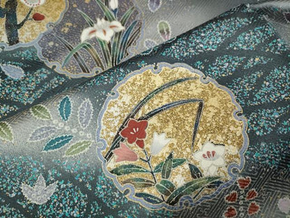 平和屋着物●訪問着　絞り　雪輪草花文　暈し染め　金彩　正絹　逸品　CABM9430ut