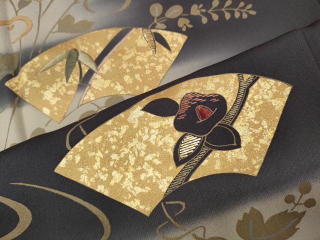 平和屋着物●訪問着　竹屋町刺繍　地紙花鳥文　暈し染め　金彩　鈴乃屋扱い　正絹　逸品　CABM9431ut