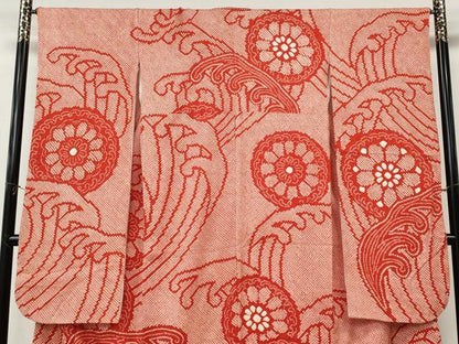 平和屋着物●豪華振袖　総絞り　立波絵皿花文　正絹　逸品　CABM9432ut