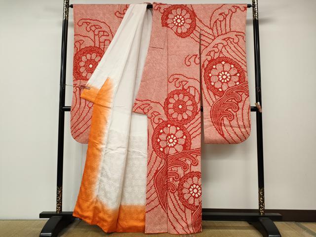 平和屋着物●豪華振袖　総絞り　立波絵皿花文　正絹　逸品　CABM9432ut