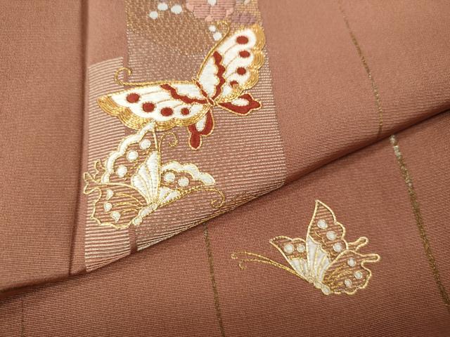 平和屋着物●訪問着　駒刺繍　短冊花蝶文　金銀彩　正絹　逸品　CABM9443ut