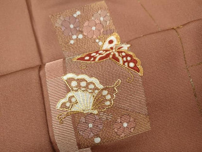 平和屋着物●訪問着　駒刺繍　短冊花蝶文　金銀彩　正絹　逸品　CABM9443ut