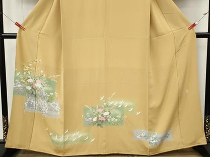 平和屋着物●訪問着　作家物　飛鶴草花文　正絹　逸品　CABM9448ut