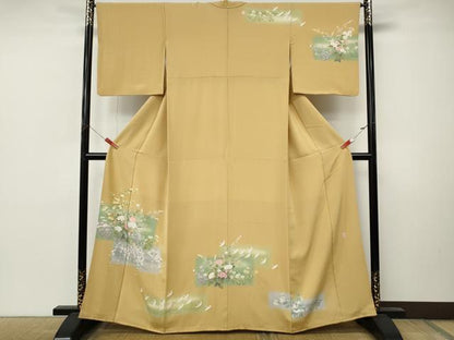 平和屋着物●訪問着　作家物　飛鶴草花文　正絹　逸品　CABM9448ut