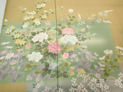 平和屋着物●訪問着　作家物　飛鶴草花文　正絹　逸品　CABM9448ut