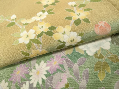 平和屋着物●訪問着　作家物　飛鶴草花文　正絹　逸品　CABM9448ut