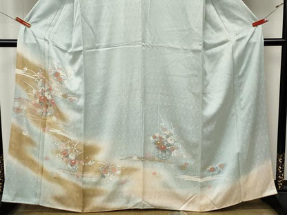 平和屋着物●中国三大刺繍　相良刺繍　訪問着　花籠文　暈し染め　金彩　正絹　逸品　CABM9459ut