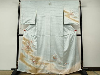 平和屋着物●中国三大刺繍　相良刺繍　訪問着　花籠文　暈し染め　金彩　正絹　逸品　CABM9459ut