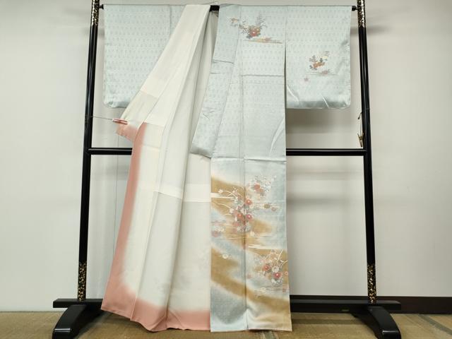 平和屋着物●中国三大刺繍　相良刺繍　訪問着　花籠文　暈し染め　金彩　正絹　逸品　CABM9459ut