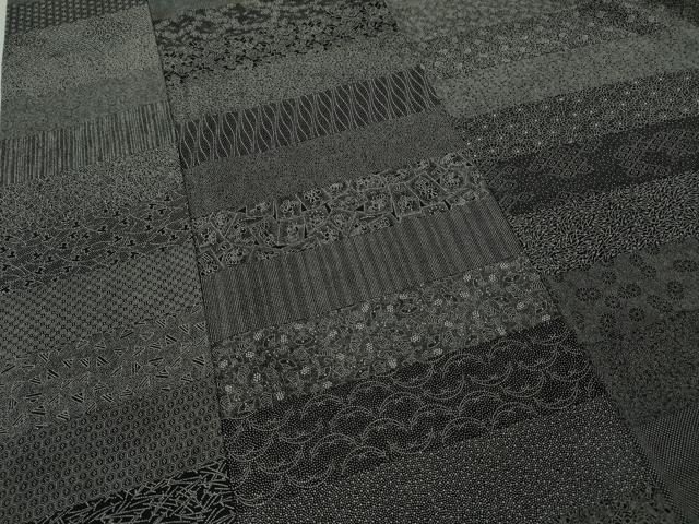 平和屋着物●伝統工芸士 砂川健一　江戸小紋　百柄　黒地　正絹　逸品　CABM9468ut