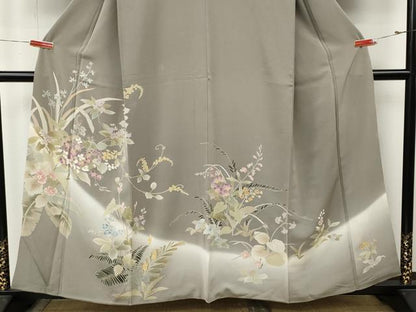 平和屋着物●訪問着　駒刺繍　草花文　暈し染め　金彩　正絹　逸品　CABM9469ut