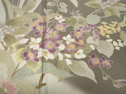 平和屋着物●訪問着　駒刺繍　草花文　暈し染め　金彩　正絹　逸品　CABM9469ut