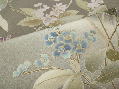 平和屋着物●訪問着　駒刺繍　草花文　暈し染め　金彩　正絹　逸品　CABM9469ut