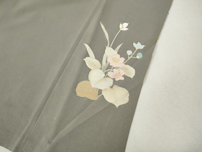 平和屋着物●訪問着　駒刺繍　草花文　暈し染め　金彩　正絹　逸品　CABM9469ut