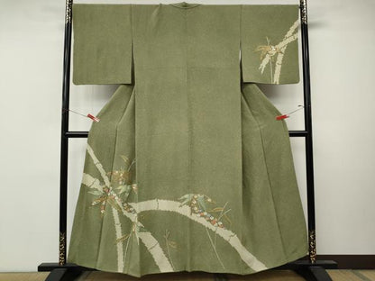 平和屋着物●訪問着　総刺繍　絞り　松竹花文　正絹　逸品　CABM9476ut